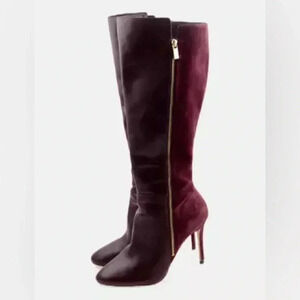 Michael Kors suede  leather burgundy heel boots